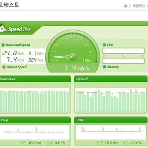 오늘 이너넷 속도 업글 신청 후 속도