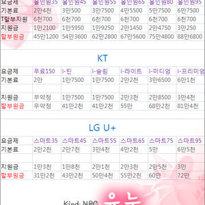 옜날에 월청구요금 알아볼라고 만든짤
